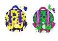 Models of colorful backpacks. Children`s drawing