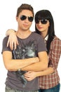 Models couple with sunglasses Royalty Free Stock Photo