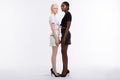 Models with different skin color wearing high-heeled shoes