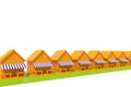 Models of holiday homes with a terrace and an awning