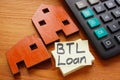 Models of home and BTL loan sign or buy to let.