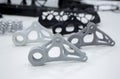 Models printed on 3D printer  on white background. Royalty Free Stock Photo