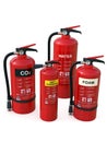 Fire extinguishers group, various types Royalty Free Stock Photo