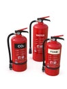 Fire extinguishers group, various types Royalty Free Stock Photo