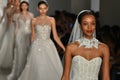 Models walk the runway during the Amsale Fall/Winter 2016 Couture Bridal Collection runway show Royalty Free Stock Photo