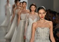 Models walk the runway during the Amsale Fall/Winter 2016 Couture Bridal Collection runway show Royalty Free Stock Photo
