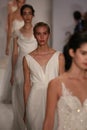 Models walk runway at Amsale fashion show during Fall 2015 Bridal Collection Royalty Free Stock Photo