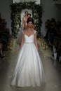 Models walk the runway finale at the Anne Barge Fall 2014 Bridal collection show Royalty Free Stock Photo