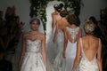 Models walk the runway finale at the Anne Barge Fall 2014 Bridal collection show Royalty Free Stock Photo