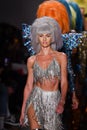 Models walk the runway finale for Jeremy Scott during NYFW