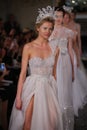 Models walk the runway finale at the Mira Zwillinger Spring 2015 Bridal collection show Royalty Free Stock Photo