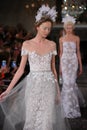 Models walk the runway finale at the Mira Zwillinger Spring 2015 Bridal collection show Royalty Free Stock Photo