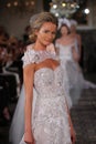 Models walk the runway finale at the Mira Zwillinger Spring 2015 Bridal collection show Royalty Free Stock Photo