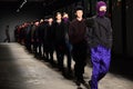 Models walk the runway finale during the Robert Geller NYFW: Mens show Royalty Free Stock Photo