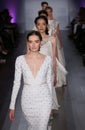 Models walk runway at Jim Hjelm fashion show during Fall 2015 Bridal Collection Royalty Free Stock Photo