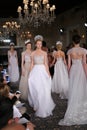 Models walk the runway at the Mira Zwillinger Spring 2015 Bridal collection show Royalty Free Stock Photo