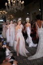 Models walk the runway at the Mira Zwillinger Spring 2015 Bridal collection show Royalty Free Stock Photo