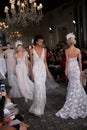 Models walk the runway at the Mira Zwillinger Spring 2015 Bridal collection show Royalty Free Stock Photo