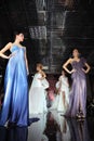 Models wear evening dress walks catwalk Royalty Free Stock Photo