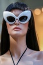 Models of woman sunglasses in the store. Summer fashion.