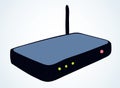 Modem with antenna. Vector drawing Royalty Free Stock Photo