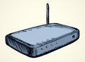 Modem with antenna. Vector drawing Royalty Free Stock Photo