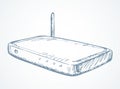 Modem with antenna. Vector drawing