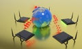 Modem connection concept in the world, 3d rendering