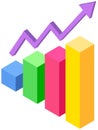 Modem isometric graphic statistics. Profit growth indicators from sales shown on statistical chart Royalty Free Stock Photo