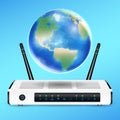 Modem router with earth globe connect internet
