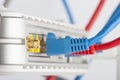 Modem router network hub with cable connecting. Royalty Free Stock Photo