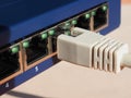 Modem router switch with RJ45 ethernet plug ports Royalty Free Stock Photo