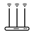 Modem with wifi signal line icon for apps and websites. Wireless router. Vector isolated Royalty Free Stock Photo