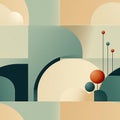 Moden geometric shapes in retro visuals with soft and rounded forms (tiled)