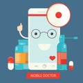 Moden illustration of mobile healthcare services, online