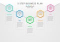 Moden template 5 steps business planning to success hexagonal gray gradient background