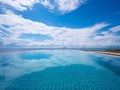 Moden type infinity swiming pool with blue sky