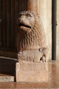 Modena, ancient statue of lion, romanesque cathedral detail Royalty Free Stock Photo