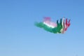 Frecce Tricolore, acrobatic air force patrol of the Italian air force, evolutions with Italian tricolor smoke trails