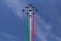 Frecce Tricolore, acrobatic air force patrol of the Italian air force, evolutions with Italian tricolor smoke trails