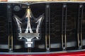 01-07-2021, Modena - Italy. Maserati trident logo on a sport car during Motor Valley Exibition