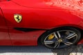 Ferrari modern sport car aerodynamic details of the bodywork, Italy