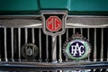 Modena, Italy, year 2020 - Vintage classic car detail, MG fron view