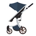 Moder vector Baby Stroller with new flat color design. Royalty Free Stock Photo