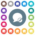 Moderate blog comment flat white icons on round color backgrounds