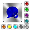 Moderate blog comment rounded square steel buttons Royalty Free Stock Photo