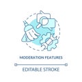 Moderation features turquoise concept icon