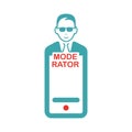 Moderator sign on smartphone screen vector illustration.