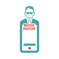 Moderator sign on smartphone screen vector illustration. Royalty Free Stock Photo