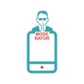 Moderator sign on tablet screen vector illustration.